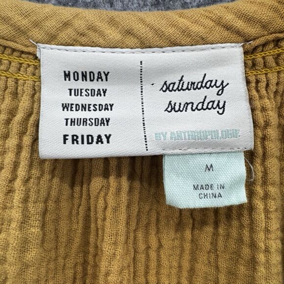 Anthropologie Womens Saturday Sunday Lydia Dress Size M Mustard Cotton Beach - Picture 4 of 12